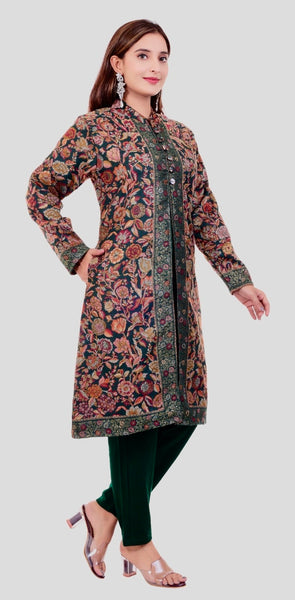 Kashmiri Kani Woolen Long Coat Jacket Set