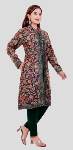 Kashmiri Kani Woolen Long Coat Jacket Set