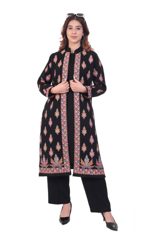 Kashmiri Embroidered Woolen Long Coat Set