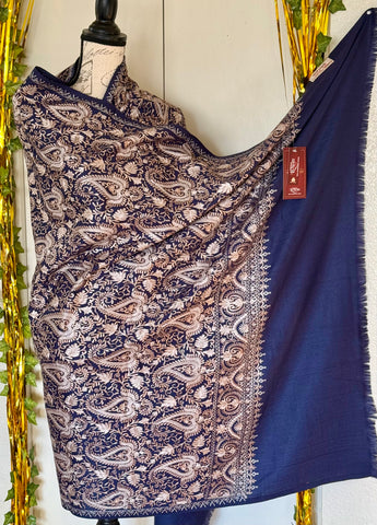 Kashmiri embroidered shawl, scarf, wrap, Kashmiri pashmina shawl