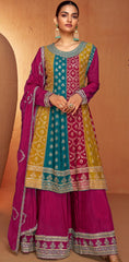 Indian chinnon silk sharara dress for women, party wear