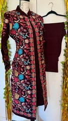 Kashmiri Ari Embroidered  Long Coat Jacket set