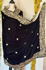 Pakistani velvet shawl, wrap, scarf, velvet embroidered shawl