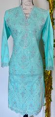 Pakistani designer salwar Kameez cotton embroidered dress