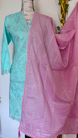 Pakistani designer salwar Kameez cotton embroidered dress