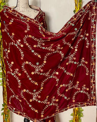 Pakistani embroidered velvet shawl, scarf, wrap,velvet shawl