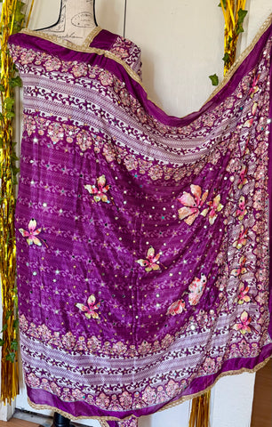 Pakistani mirror wedding dupatta, wrap, scarf, Chinnon silk mirror dupatta