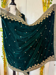 Luxury embroidered velvet shawl, scarf, wrap, Pakistani velvet shawl