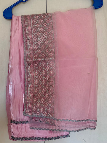 Pakistani Designer Crush Lava Silk Suit, Embroidered Neckline, Organza Dupatta, party wear dress