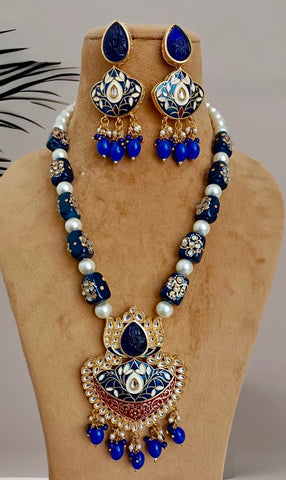Tanjore beads long mala set ,Indian jewelry set, long mala set