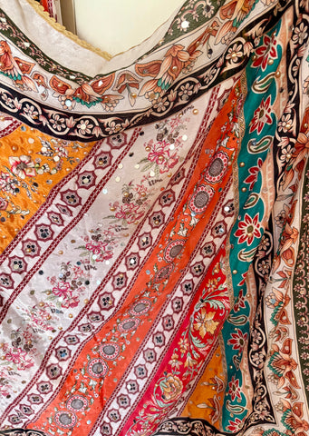 Pakistani wedding mirror dupatta, wrap, scarf, Pakistani silk dupatta