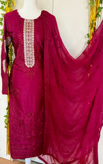 Agha noor inspired Pakistani designer salwar Kameez, Pakistani silk 3pcs ready to wear dress