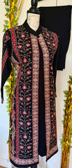 Kashmiri Woolen Embroidered Long Coat With Pants
