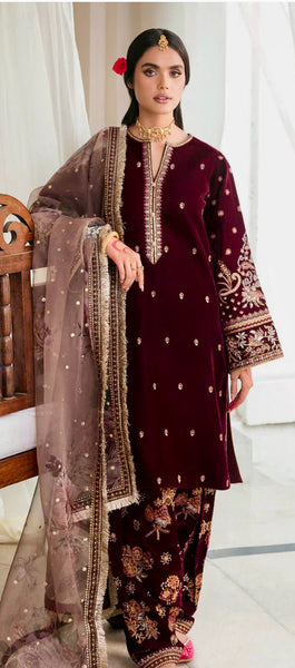 Pakistani velvet designer salwar Kameez party wear