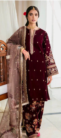 Pakistani velvet designer salwar Kameez party wear
