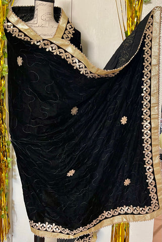 Velvet shawl, wrap, Pakistani embroidered velvet shawl, wrap