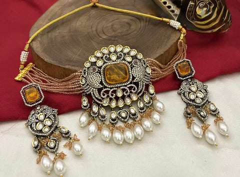 Indian kundan choker set, necklace set