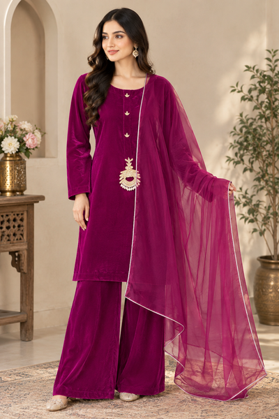 Pakistani velvet salwar Kameez party wear dress