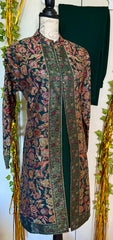 Kashmiri Kani Woolen Long Coat Jacket Set