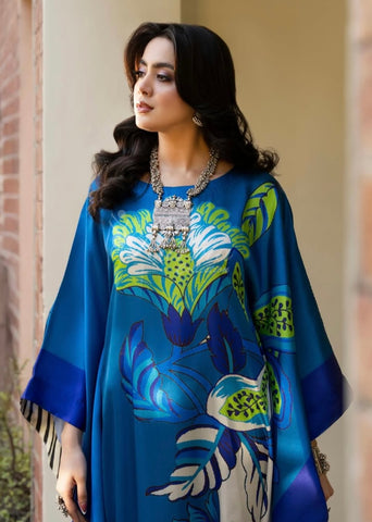 Ready to wear kaftan style Pakistani silk dress, Shamoz silk kaftan dress