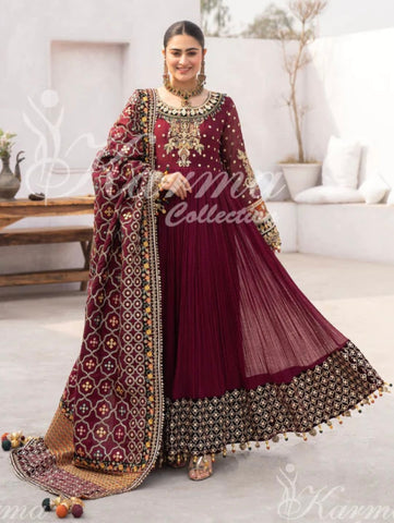 Pakistani designer long party wear maxi dress