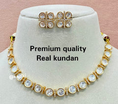 Indian kundan necklace set, Real Kundan necklace set
