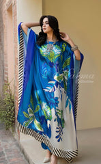 Ready to wear kaftan style Pakistani silk dress, Shamoz silk kaftan dress