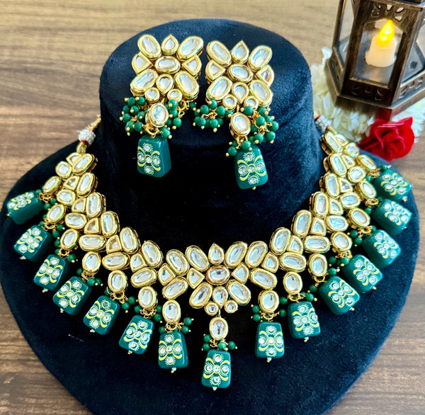 Kundan necklace set, Indian Kundan necklace set, Kundan jewelry