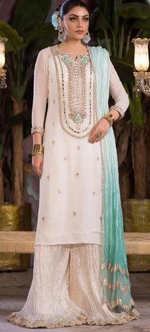 Pakistani designer ready to wear dress with crushed sharara