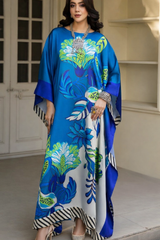 Ready to wear kaftan style Pakistani silk dress, Shamoz silk kaftan dress