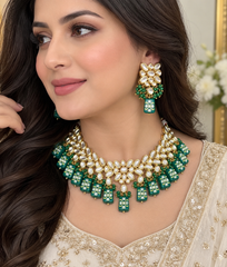 Kundan necklace set, Indian Kundan necklace set, Kundan jewelry