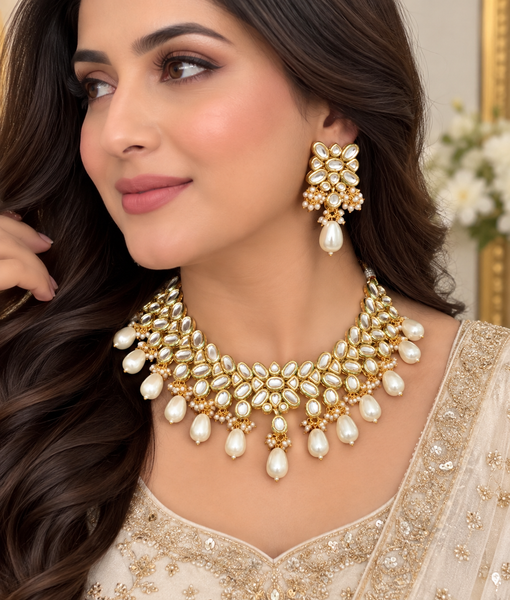Indian Kundan necklace set, jewelry set, kundan jewelry set